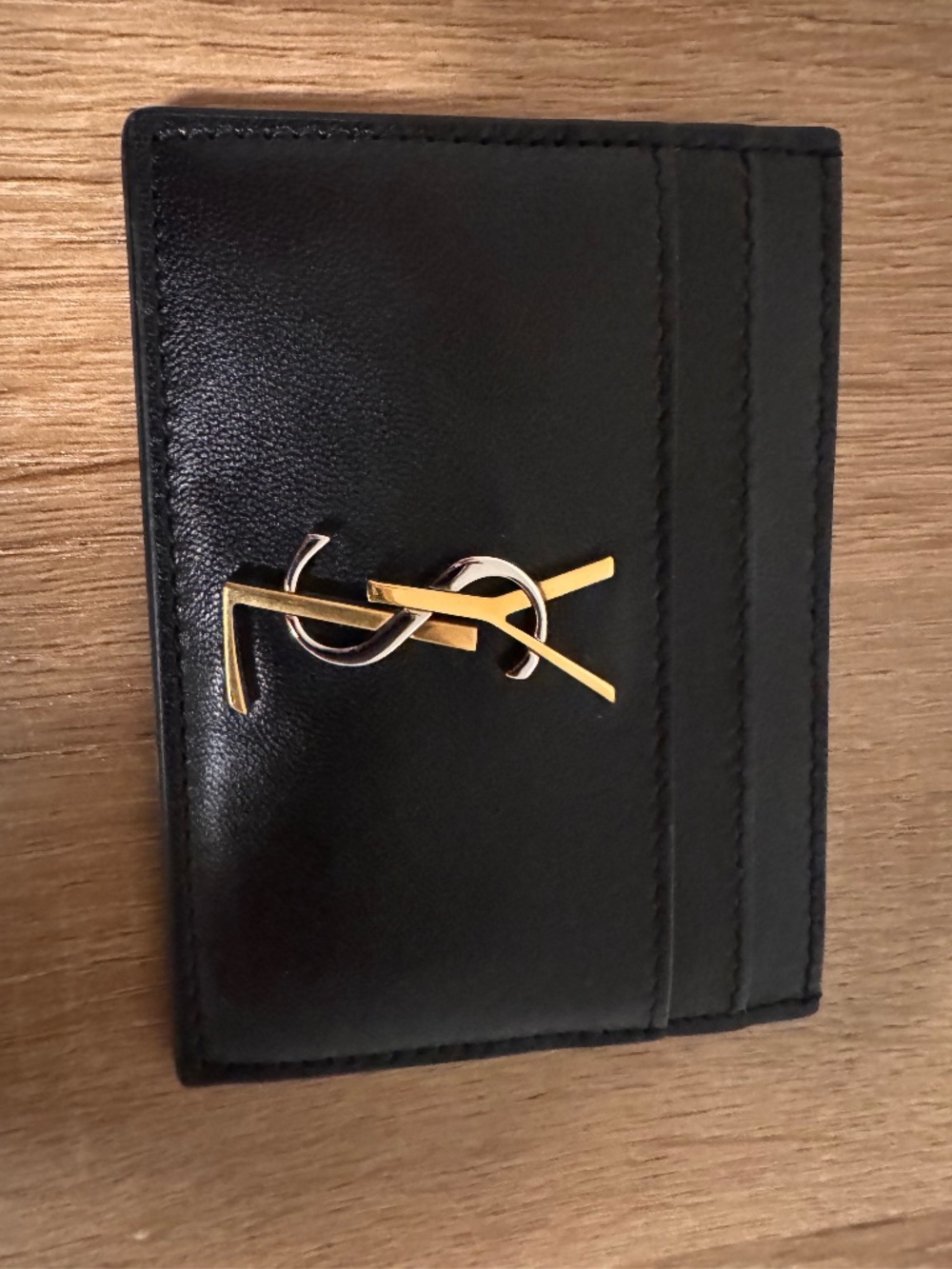 Saint Laurent Cassandre Matelassé Card Case in Smooth Leather